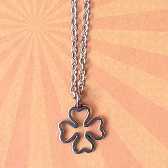 Four Leaf CLOVER Stainless Steel Charm Chain Necklace 24" IRISH Good Luck - Picture 8 of 9